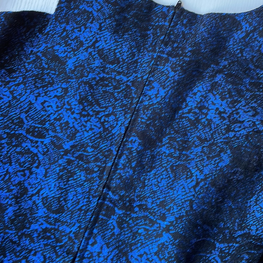 NWT blue metallic dress with black lace overlay - Picture 3 of 4